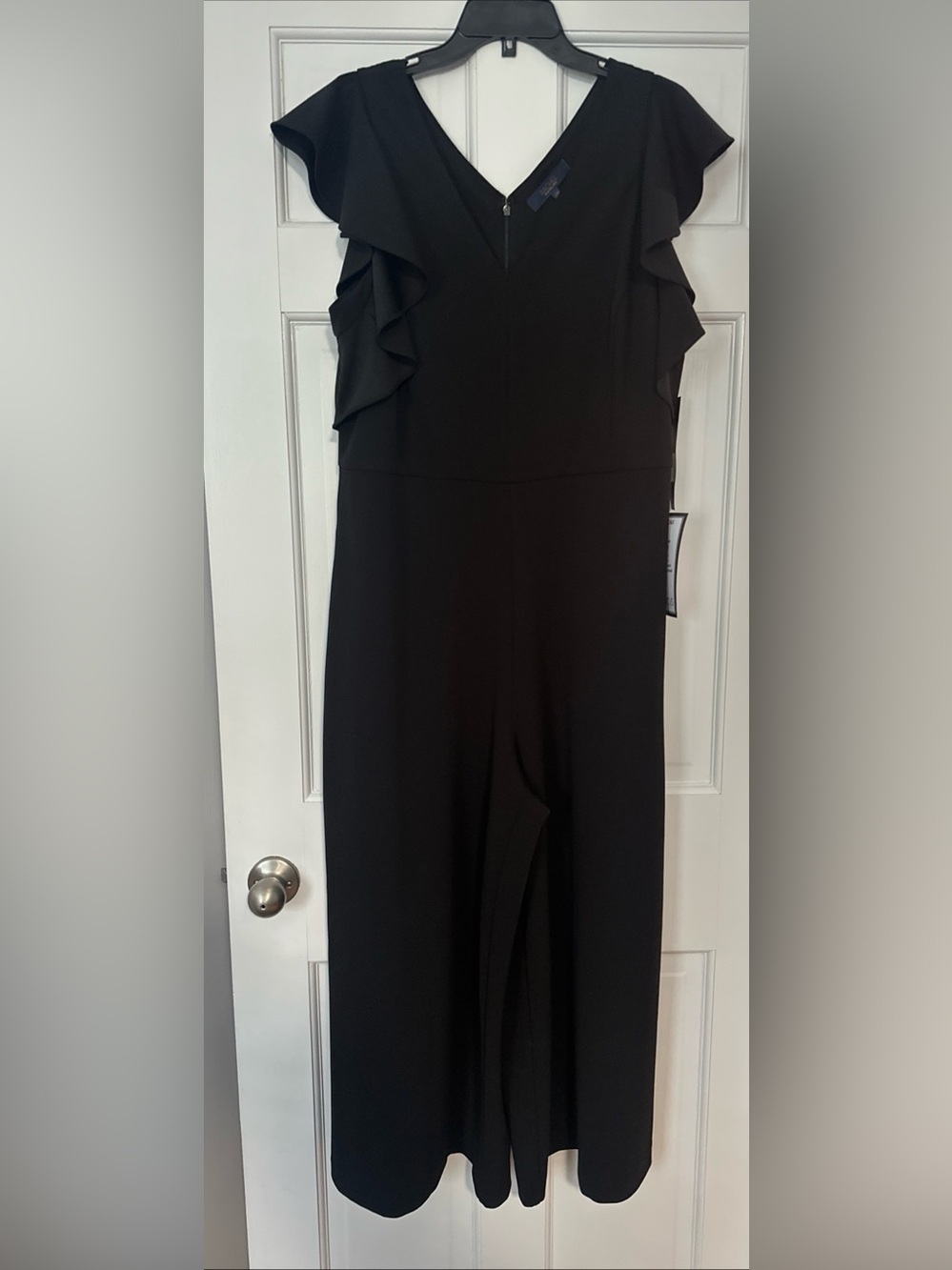 RACHEL Rachel Roy Black Ruffle Sleeve V-Neck Jumpsuit 14W